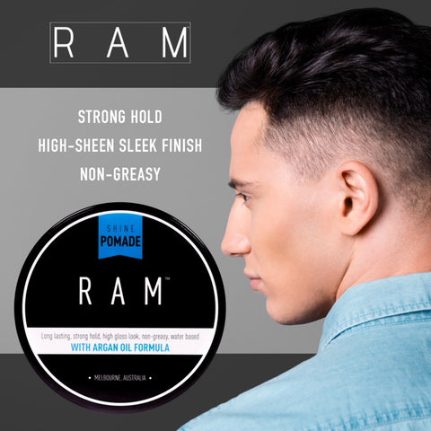 Ram Men's Australian Hair Styling Strong Hold Pomade | Argan Oil Formula 100g